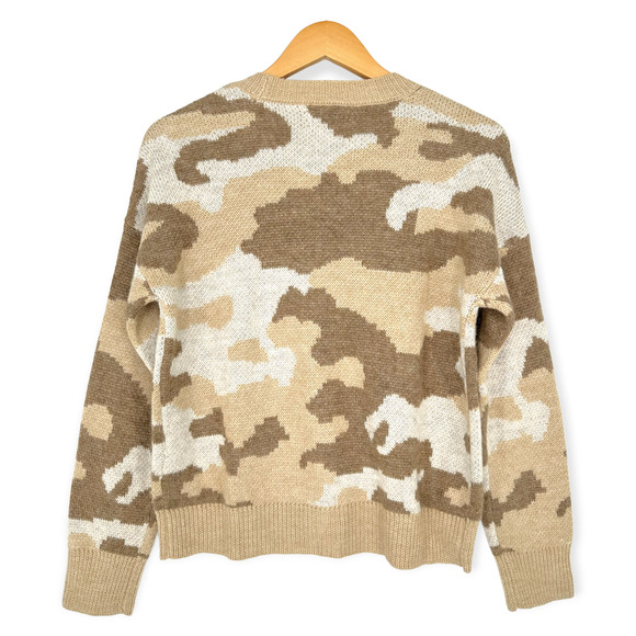 Lucky Brand | Small | Camo Print Jacquard Wool Blend Button Front Cardigan - Picture 6 of 9